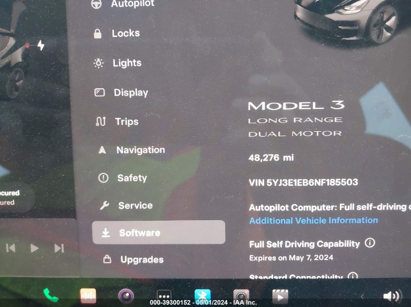 2022 Tesla Model 3 Long Range Dual Motor All-Wheel Drive VIN: 5YJ3E1EB6NF185503 Lot: 39300152