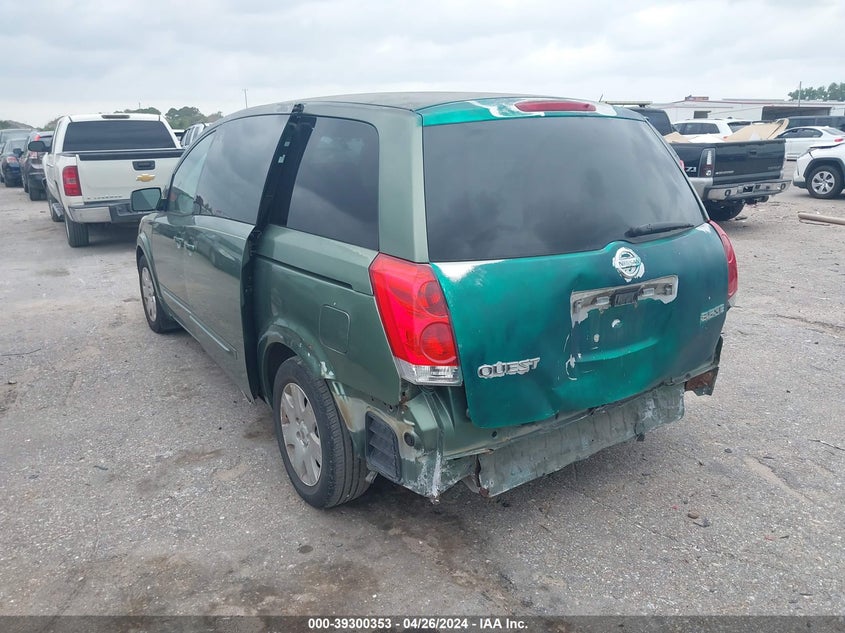 2004 Nissan Quest 3.5 S VIN: 5N1BV28U24N303928 Lot: 39300353