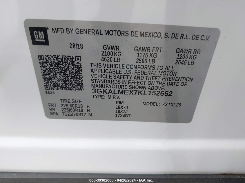 2019 GMC TERRAIN SLE - 3GKALMEX7KL152652