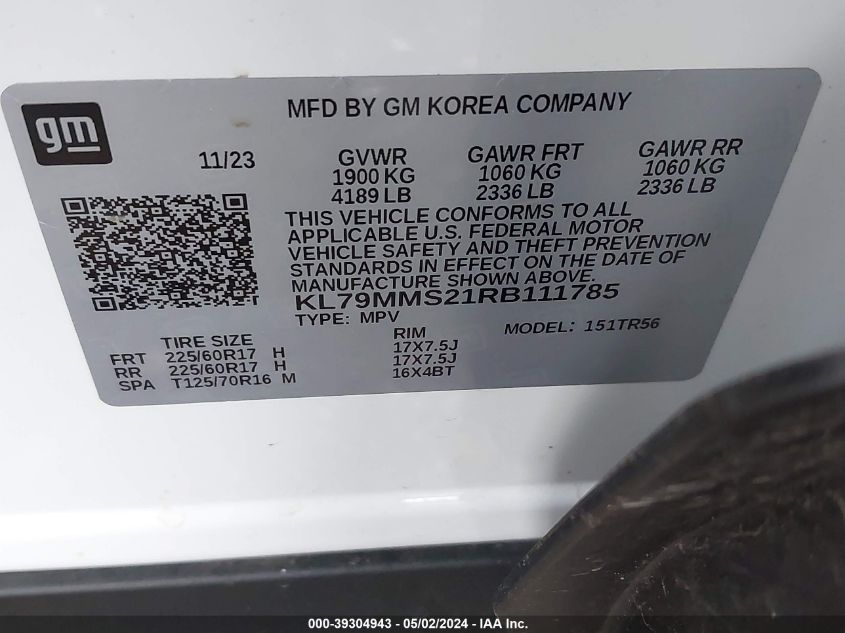 KL79MMS21RB111785 Chevrolet Trailblazer LS 9