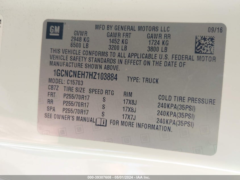 2017 CHEVROLET SILVERADO 1500 WT - 1GCNCNEH7HZ103884