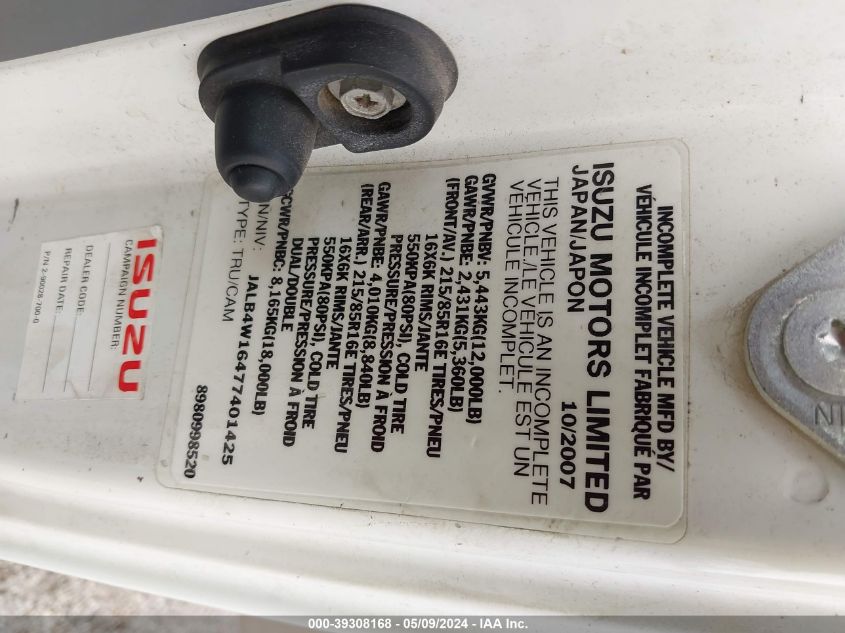 2007 Isuzu W3S042 Npr Dsl Reg VIN: JALB4W16477401425 Lot: 39308168