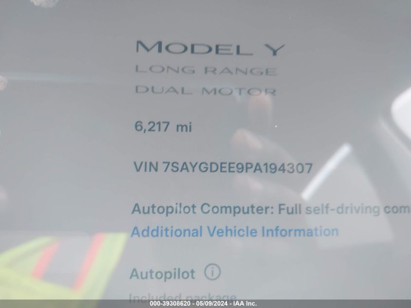 2023 TESLA MODEL Y - 7SAYGDEE9PA194307