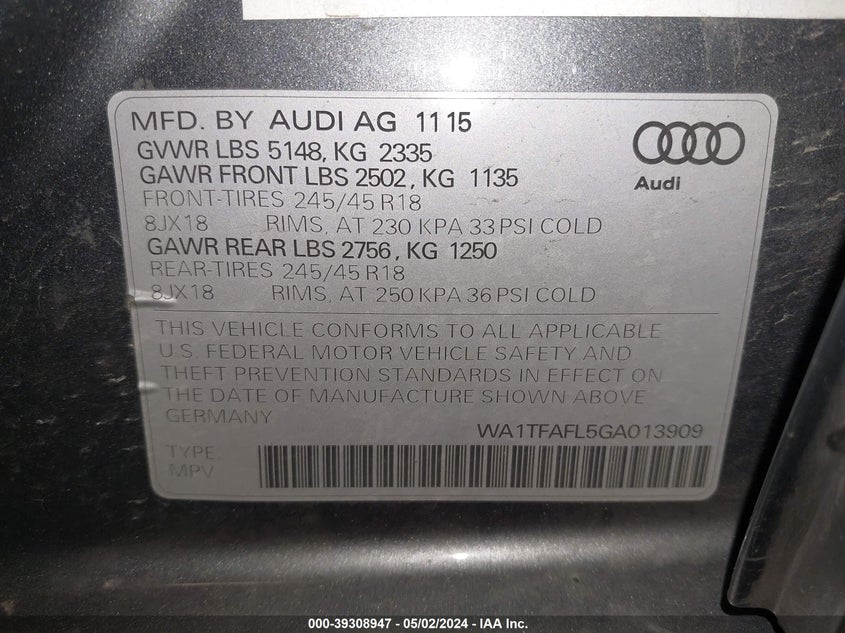 2016 AUDI ALLROAD 2.0T PREMIUM - WA1TFAFL5GA013909