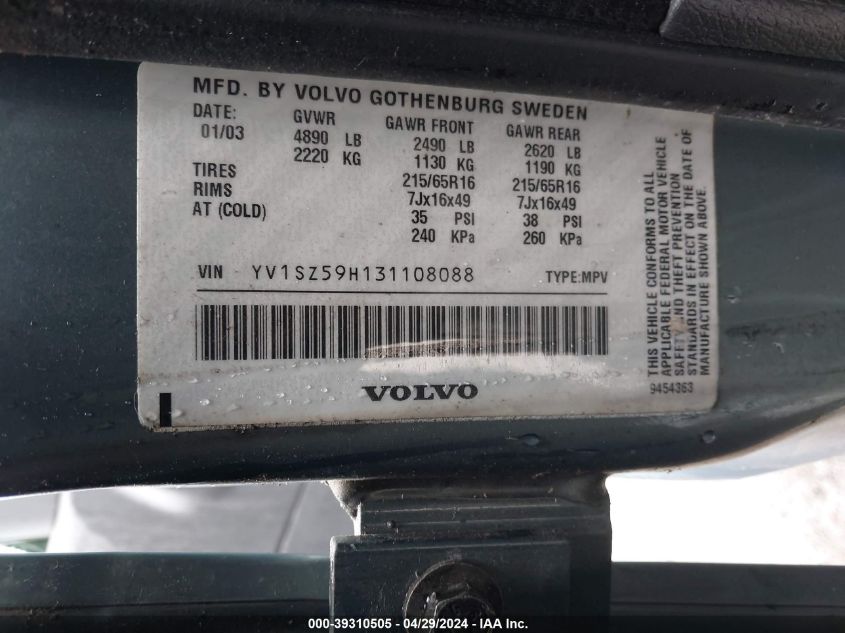 YV1SZ59H131108088 2003 Volvo Xc70 2.5T