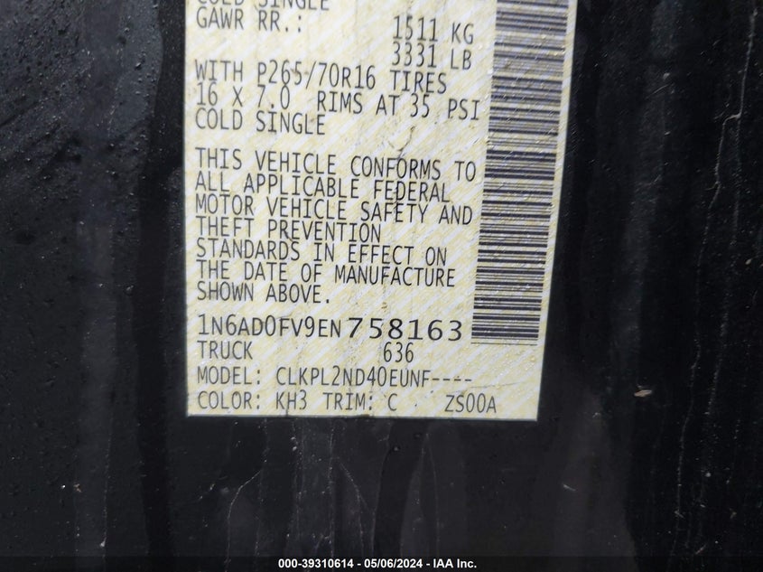 2014 NISSAN FRONTIER SV - 1N6AD0FV9EN758163