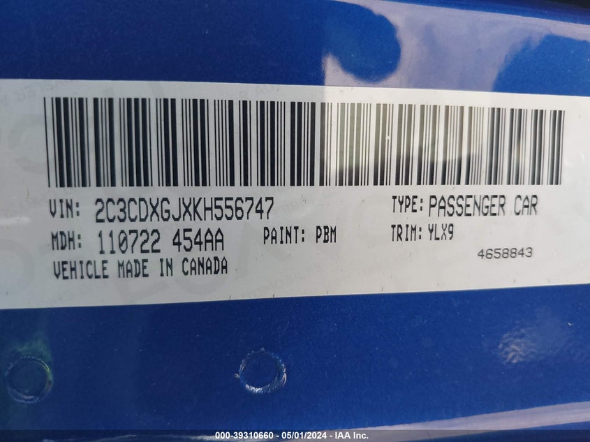 2019 DODGE CHARGER SCAT PACK RWD - 2C3CDXGJXKH556747