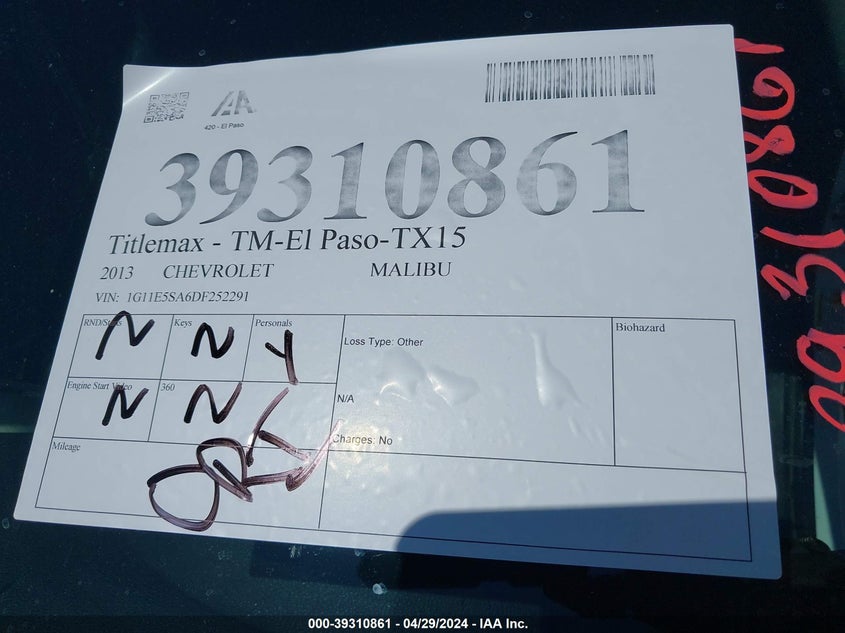 2013 CHEVROLET MALIBU 2LT - 1G11E5SA6DF252291