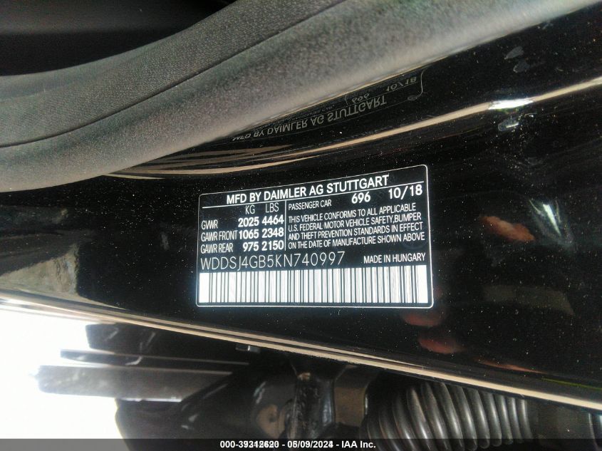 WDDSJ4GB5KN740997 2019 Mercedes-Benz Cla 250 4Matic