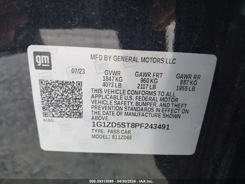 1G1ZD5ST8PF243491 | 2023 CHEVROLET MALIBU