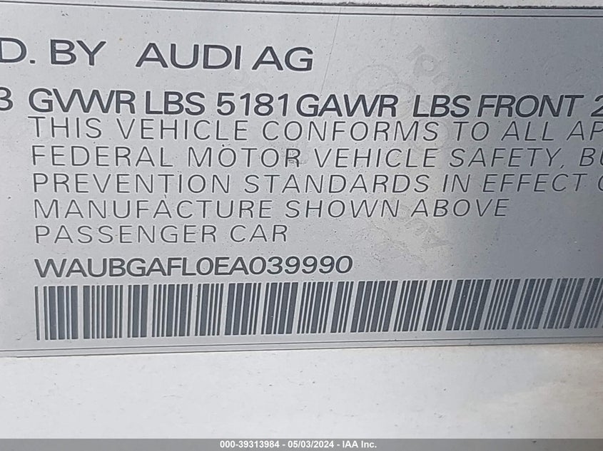 2014 AUDI S4 3.0T PREMIUM PLUS - WAUBGAFL0EA039990