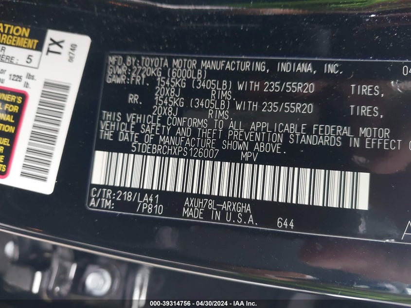 2023 TOYOTA HIGHLANDER HYBRID PLATINUM - 5TDEBRCHXPS126007