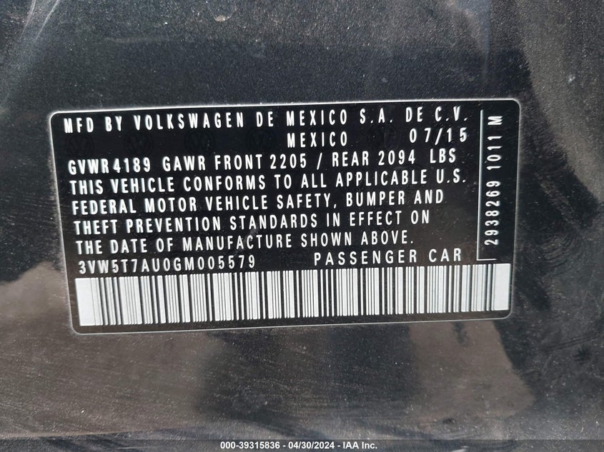 2016 VOLKSWAGEN GOLF GTI SE 4-DOOR - 3VW5T7AU0GM005579