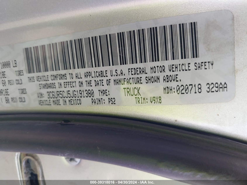 2018 RAM 2500 ST - 3C6UR5CJ5JG191380