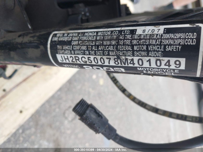 2008 HONDA VT750 C - JH2RC50078M401049
