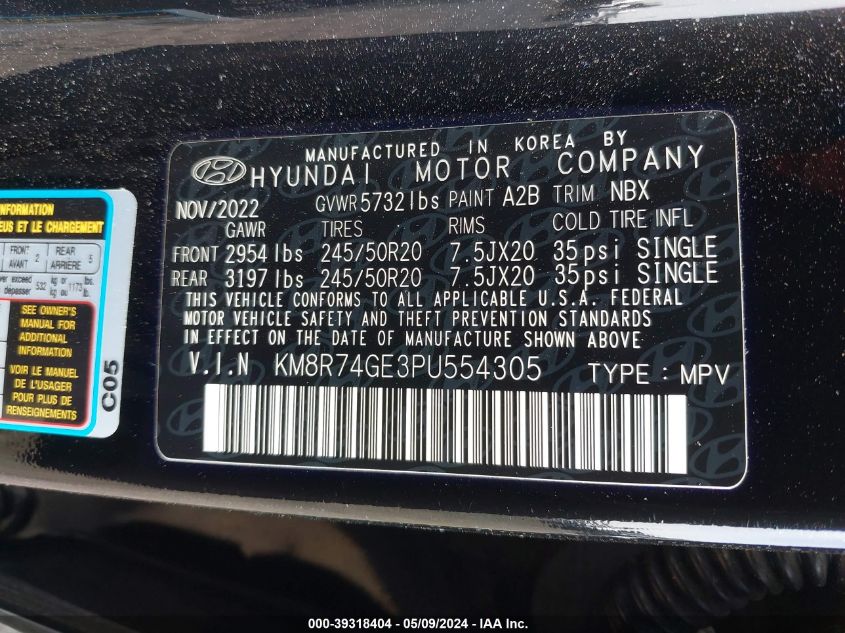 KM8R74GE3PU554305 2023 Hyundai Palisade Calligraphy