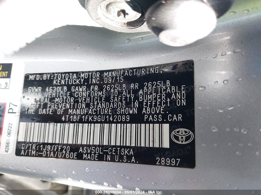 2016 TOYOTA CAMRY SE - 4T1BF1FK9GU142089