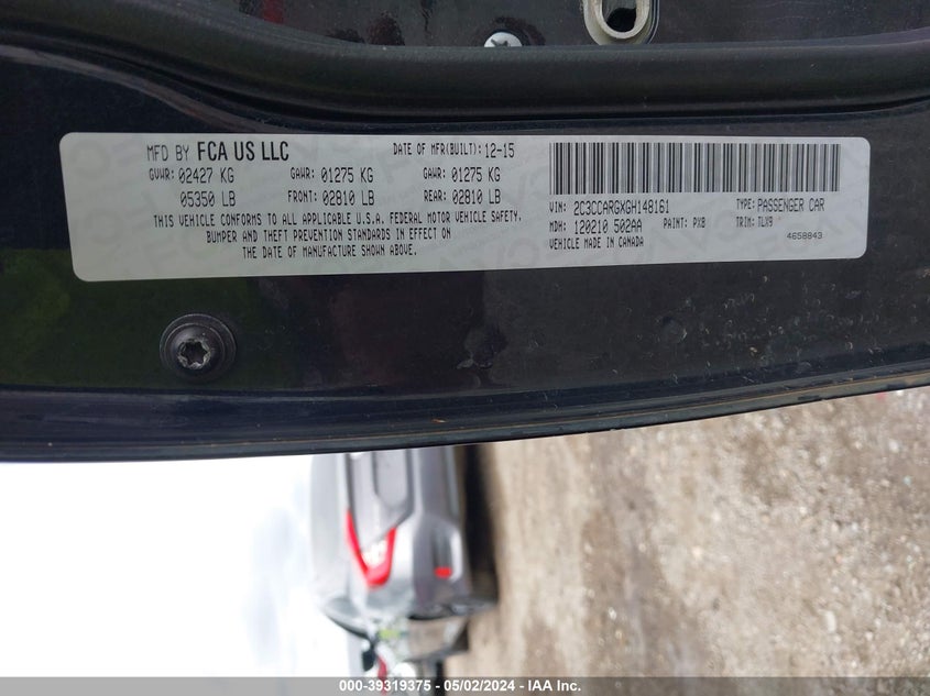 2016 CHRYSLER 300 LIMITED - 2C3CCARGXGH148161