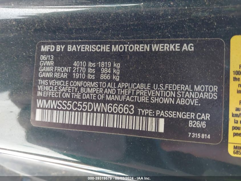 WMWSS5C55DWN66663 2013 Mini Paceman Cooper S