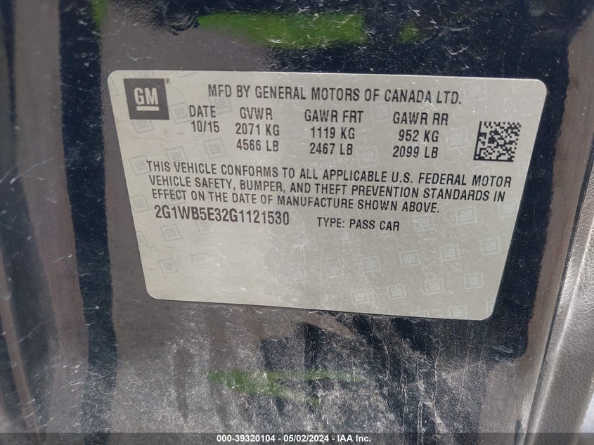2016 CHEVROLET IMPALA LIMITED LT - 2G1WB5E32G1121530