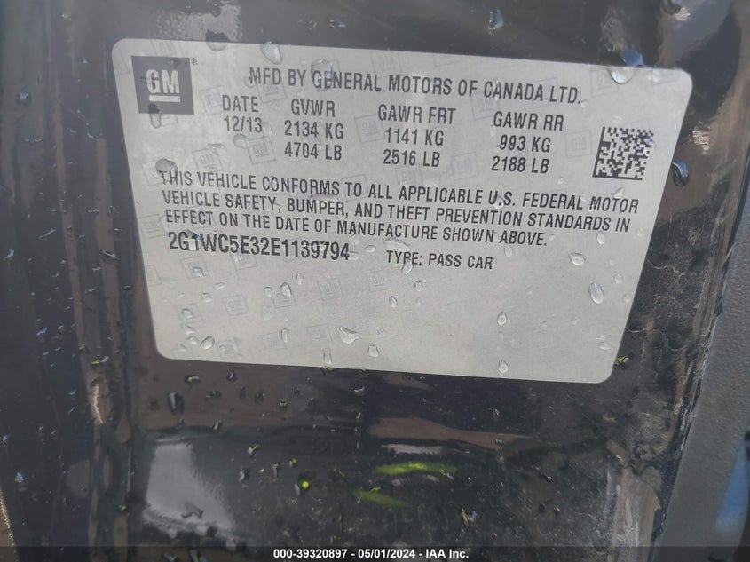 2014 CHEVROLET IMPALA LIMITED LTZ - 2G1WC5E32E1139794