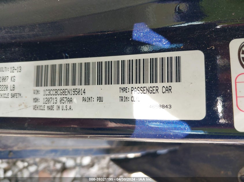 2014 CHRYSLER 200 LIMITED - 1C3CCBCG8EN195014