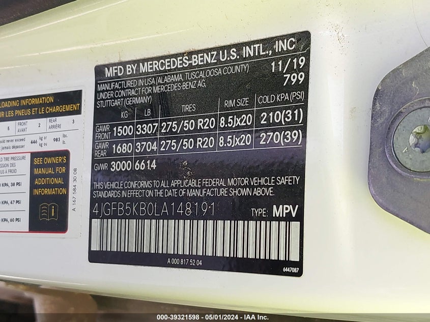 2020 MERCEDES-BENZ GLE 450 4MATIC 4JGFB5KB0LA148191