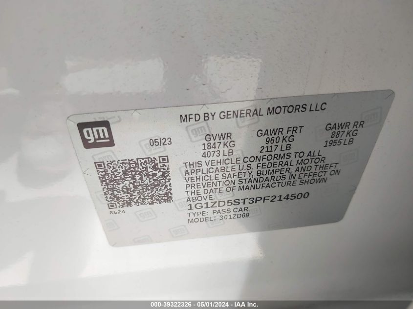 1G1ZD5ST3PF214500 | 2023 CHEVROLET MALIBU