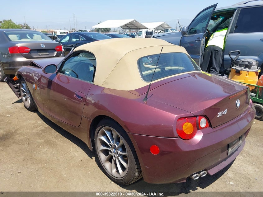 2004 BMW Z4 2.5I VIN: 4USBT33514LS51388 Lot: 39322519