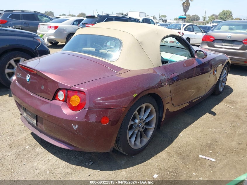 2004 BMW Z4 2.5I VIN: 4USBT33514LS51388 Lot: 39322519