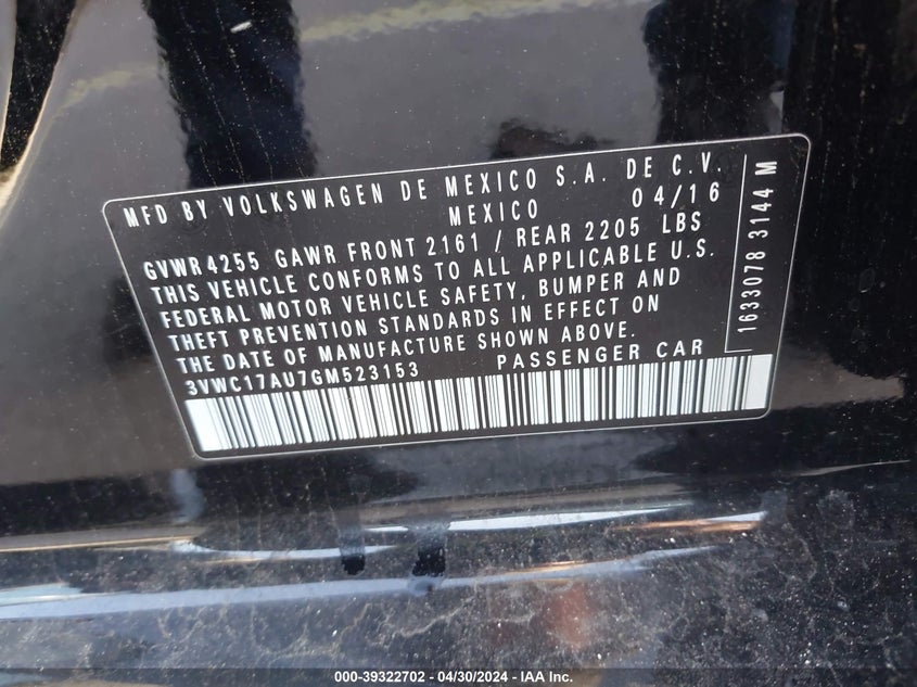 2016 VOLKSWAGEN GOLF SPORTWAGEN TSI LIMITED EDITION - 3VWC17AU7GM523153