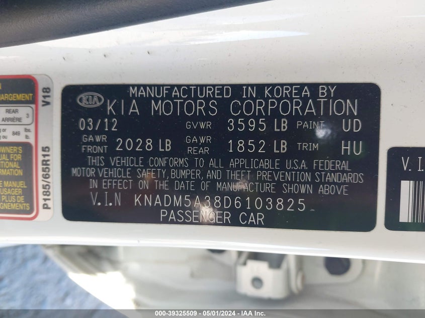 2013 KIA RIO LX - KNADM5A38D6103825