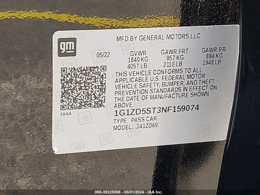 2022 CHEVROLET MALIBU LT - 1G1ZD5ST3NF159074