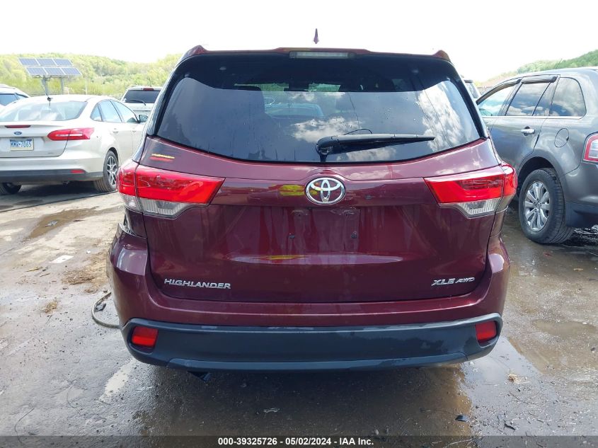 2018 Toyota Highlander Xle VIN: 5TDJZRFHXJS805160 Lot: 39325726