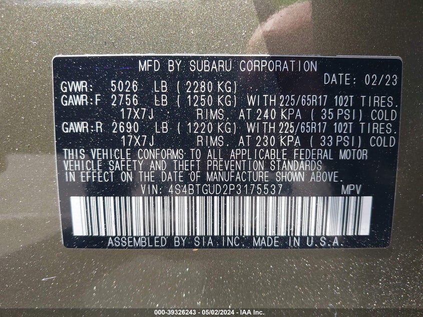 2023 SUBARU OUTBACK WILDERNESS - 4S4BTGUD2P3175537