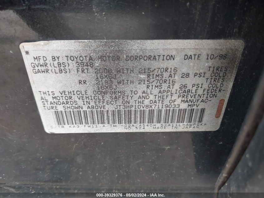 JT3HP10V8X7119033 1999 Toyota Rav4