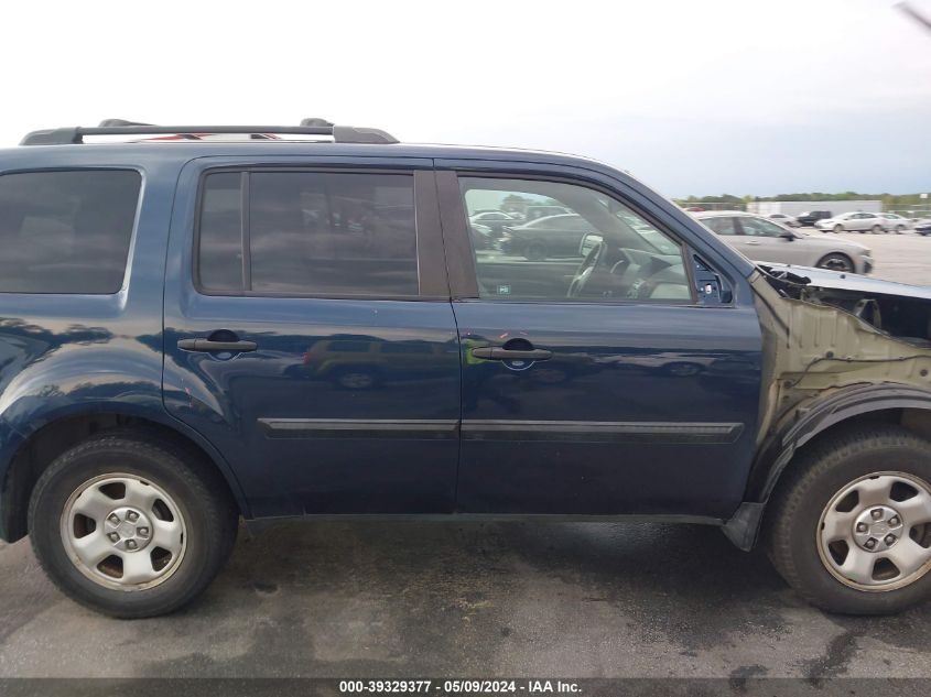 2011 Honda Pilot Lx VIN: 5FNYF4H21BB018395 Lot: 39329377