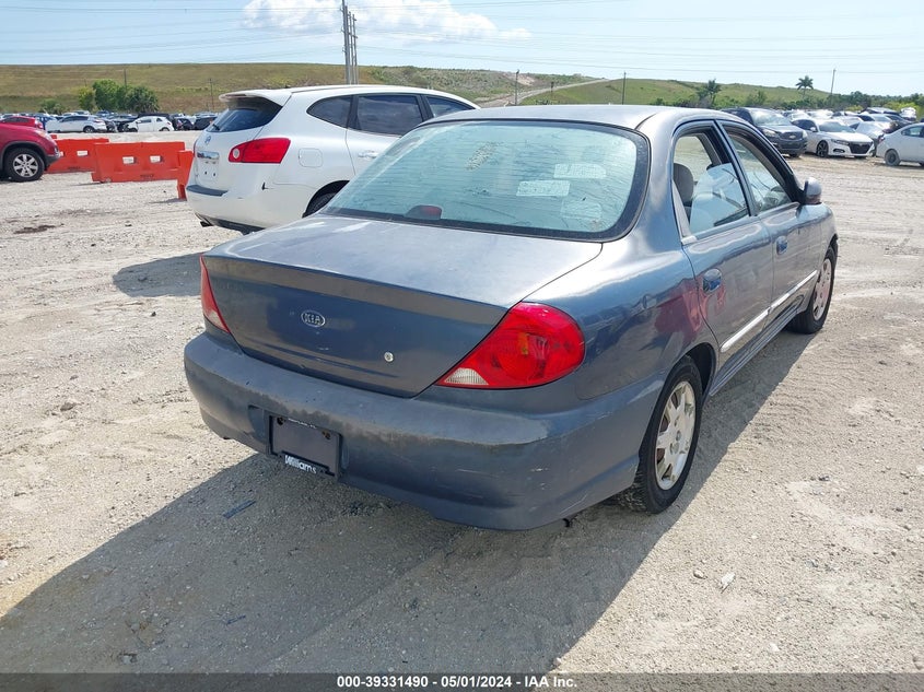 2004 Kia Spectra Ls VIN: KNAFB121345316000 Lot: 39331490