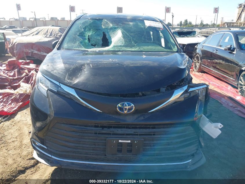 2022 Toyota Sienna Xle VIN: 5TDYRKECXNS130833 Lot: 39332177