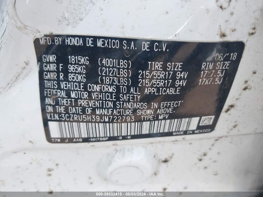 2018 HONDA HR-V LX - 3CZRU5H39JM722793