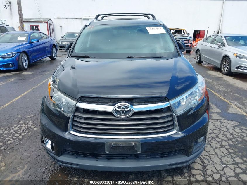 2015 Toyota Highlander Xle V6 VIN: 5TDJKRFH4FS162087 Lot: 39333017