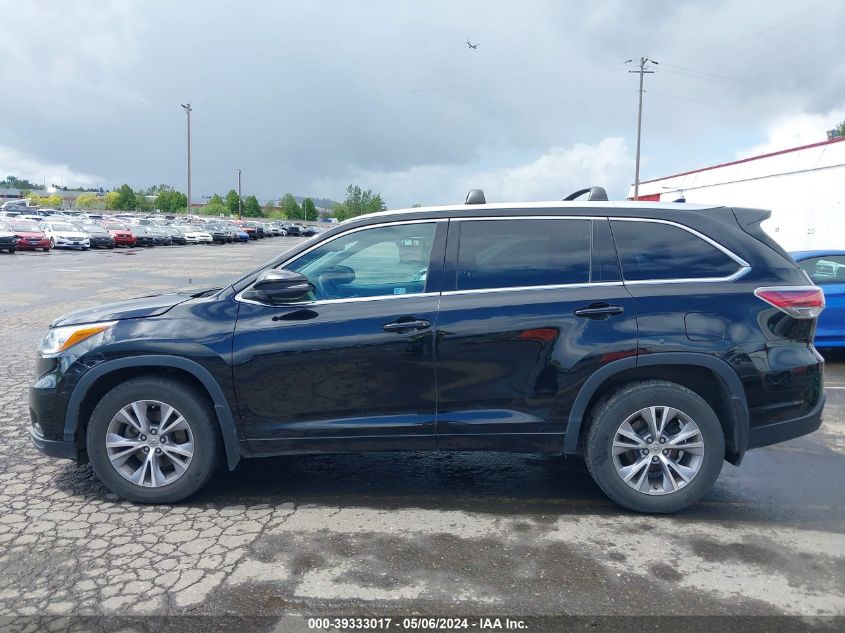 2015 Toyota Highlander Xle V6 VIN: 5TDJKRFH4FS162087 Lot: 39333017