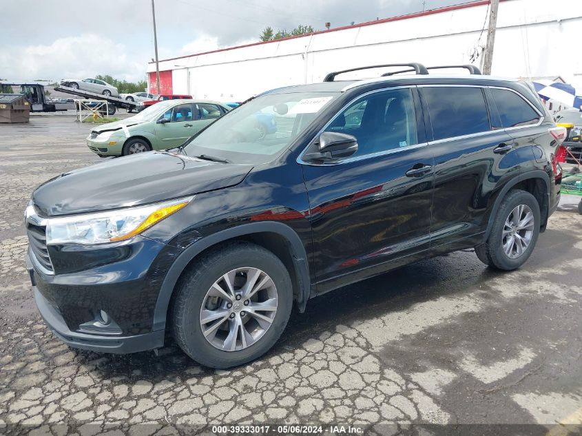 2015 Toyota Highlander Xle V6 VIN: 5TDJKRFH4FS162087 Lot: 39333017