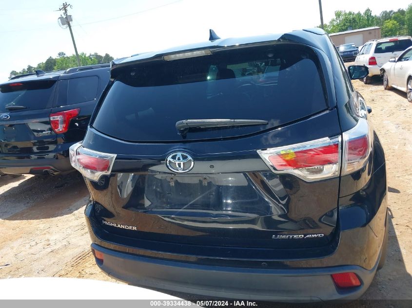 2014 Toyota Highlander Limited V6 VIN: 5TDDKRFH8ES055734 Lot: 39334438