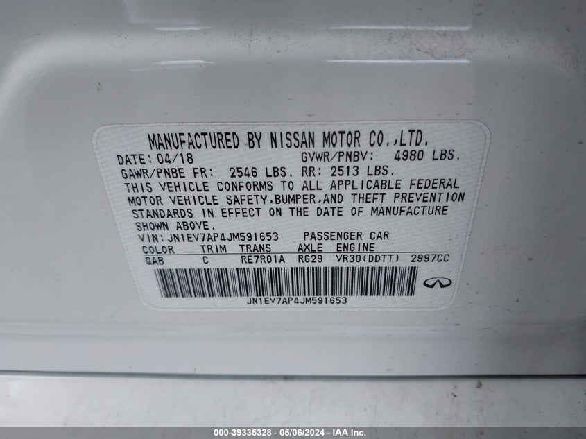 2018 INFINITI Q50 3.0T LUXE - JN1EV7AP4JM591653