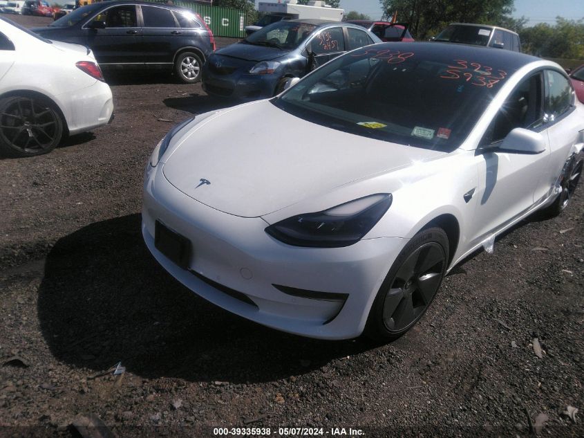 2022 Tesla Model 3 Rear-Wheel Drive VIN: 5YJ3E1EA5NF318291 Lot: 39335938