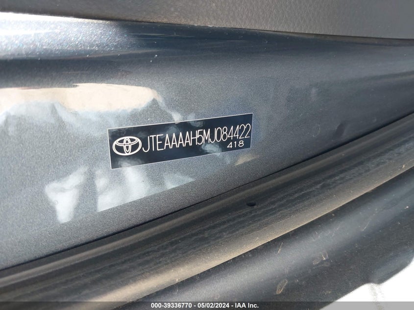 VIN JTEAAAAH5MJ084422 2021 TOYOTA VENZA LE/XLE/LIMITED
