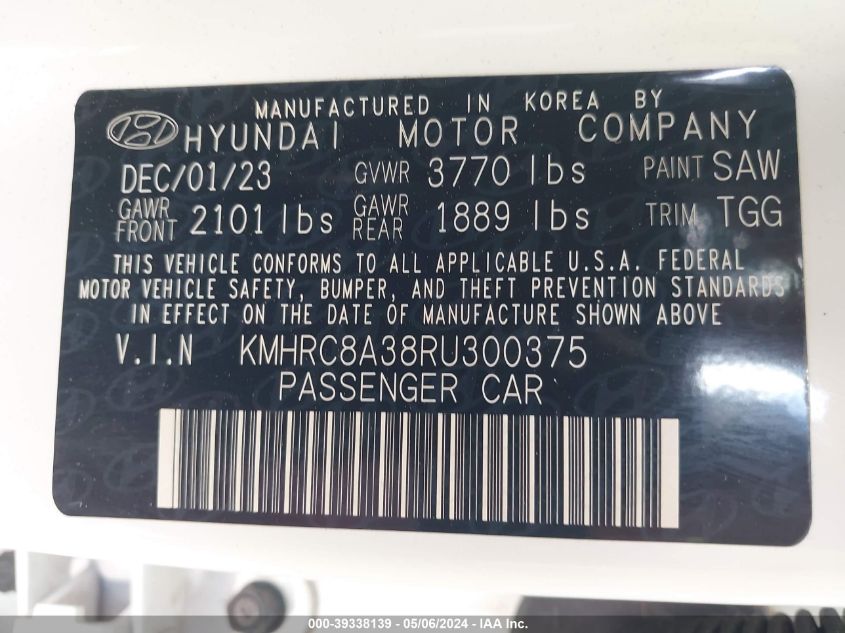 KMHRC8A38RU300375 2024 Hyundai Venue Sel