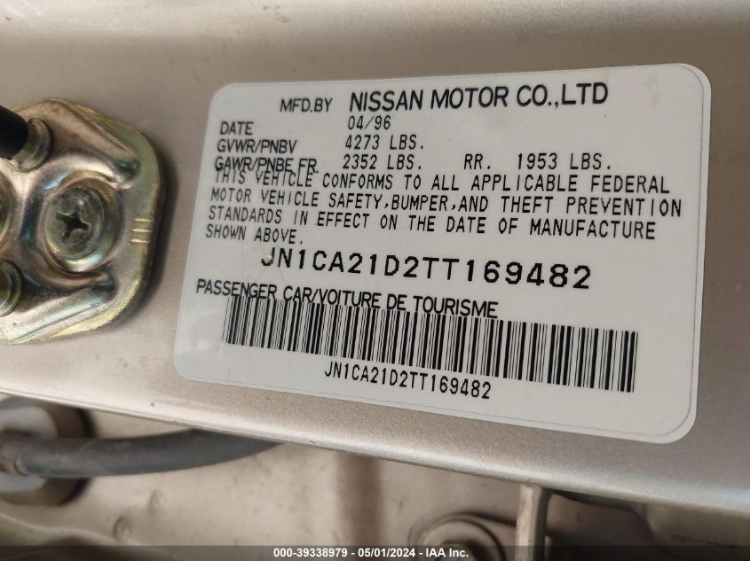 JN1CA21D2TT169482 1996 Nissan Maxima Gle/Gxe/Se