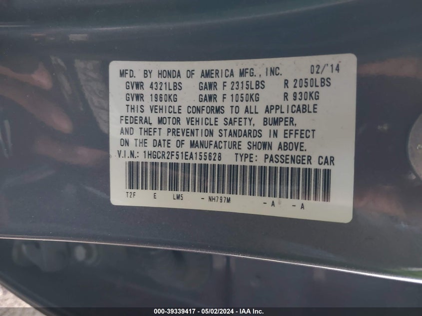 2014 HONDA ACCORD SPORT - 1HGCR2F51EA155628